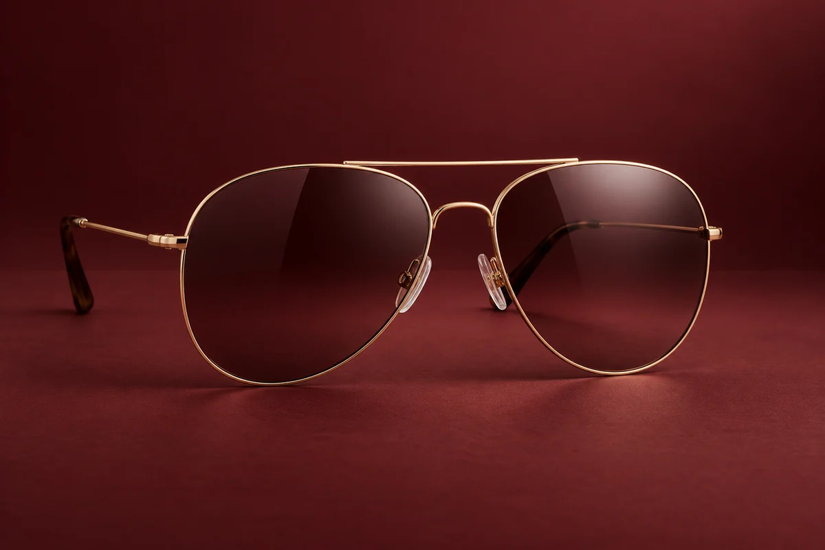 Óculos aviador em metal dourado
