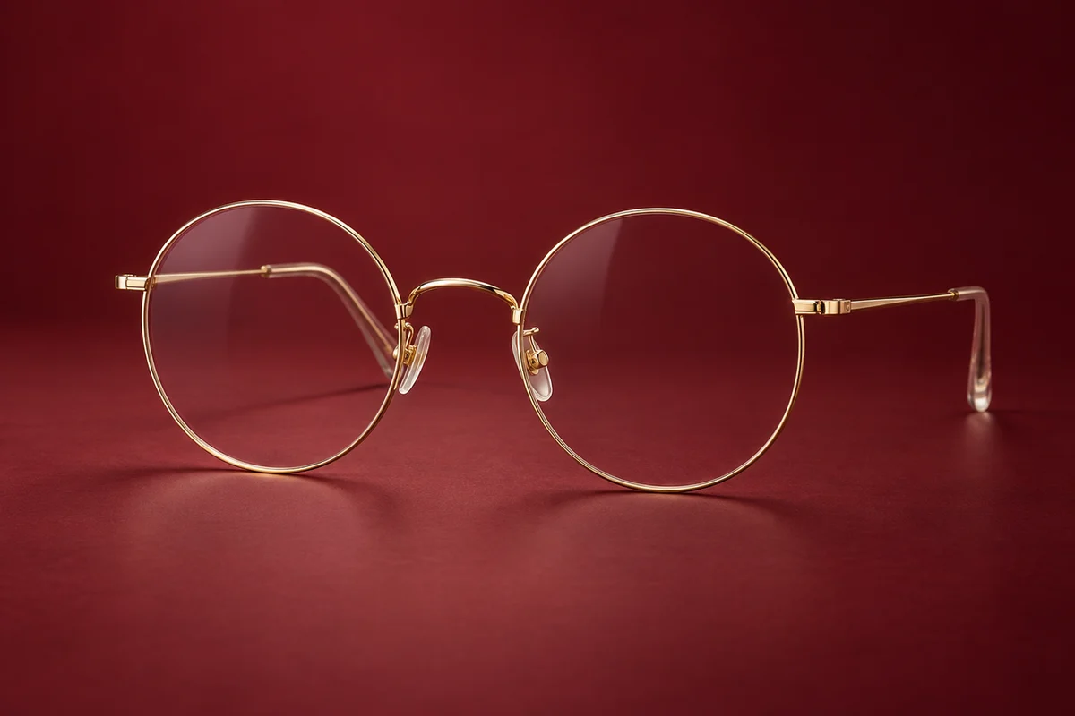 Armação redonda em metal dourado